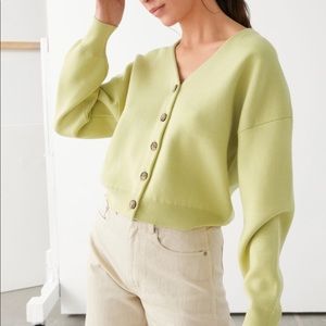 & OTHER STORIES Boxy Plunging V-Cut Cardigan Green WMN US SMALL *New with tags